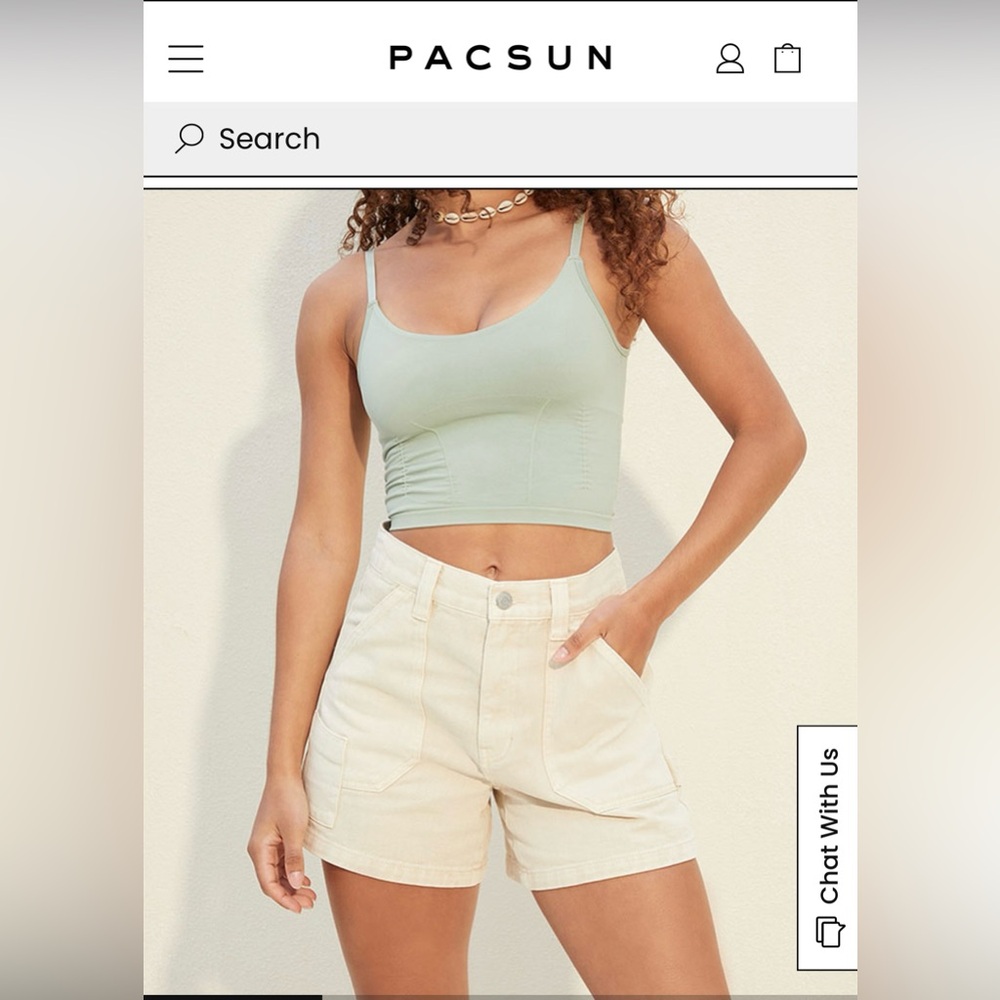 NEW WITH TAGS! PacSun Women’s Workwear Highwaisted Cargo Cutoff in Beach Sand